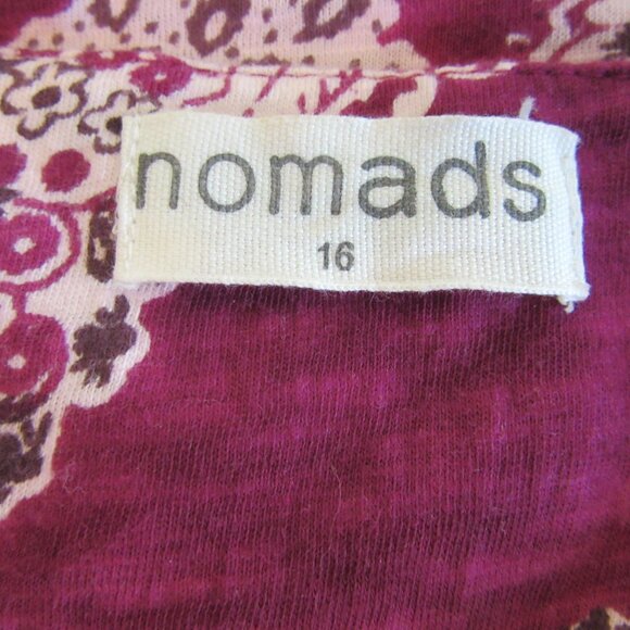 NOMADS Fuchsia Cap Sleeve Floral Pullover 16 Organic Cotton Dress - Picture 3 of 4